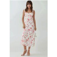 Florales Tüll-Maxi mit Herzausschnitt