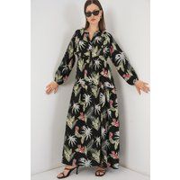 Gestuftes Maxikleid mit Tropenprint