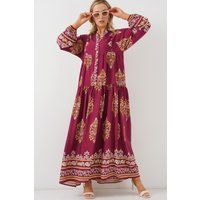 Bohemian Stufen-Maxikleid mit Muster