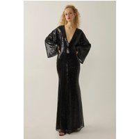 Pailletten-Maxikleid mit weiten Ärmeln