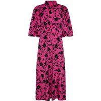 Florales Maxikleid mit Stehkragen und Ballonärmeln