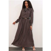 Maxikleid mit Punkten und Schluppe