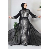 Pailletten-Abendkleid mit Chiffon-Lagen