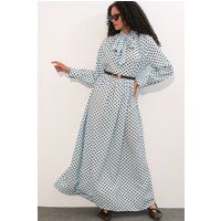 Gepunktetes Maxikleid mit Schluppe
