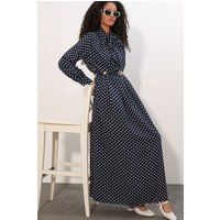 Gepunktetes Maxi-Hemdkleid
