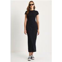Schlankes Ripp-Maxikleid mit Rundhalsausschnitt