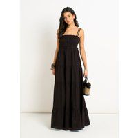Gestuftes Maxikleid mit Smok-Oberteil