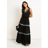 Besticktes Stufen-Maxikleid