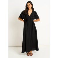 Fließendes Maxikleid mit V-Ausschnitt