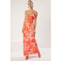 Gestuftes Maxi-Kleid mit Blumenprint