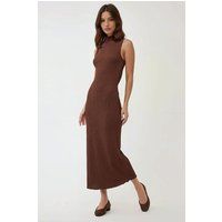 Geripptes Bodycon-Maxikleid mit Stehkragen