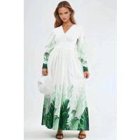 Maxikleid mit tropischem Blattmuster