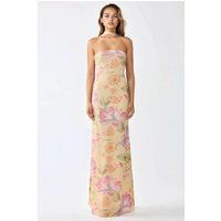 Elegantes trägerloses Floral-Maxikleid