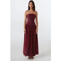 Trägerloses Maxikleid mit gerafftem Oberteil