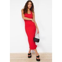 Figurbetontes Rippstrick-Maxikleid mit Neckholder