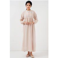 Fließendes Krepp-Maxikleid mit Ballonärmeln