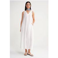 Strukturiertes Maxikleid mit V-Ausschnitt