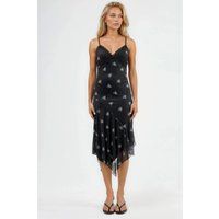 Florales Slipkleid mit Spitzenbesatz