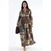 Gestuftes Maxikleid mit Boho-Muster