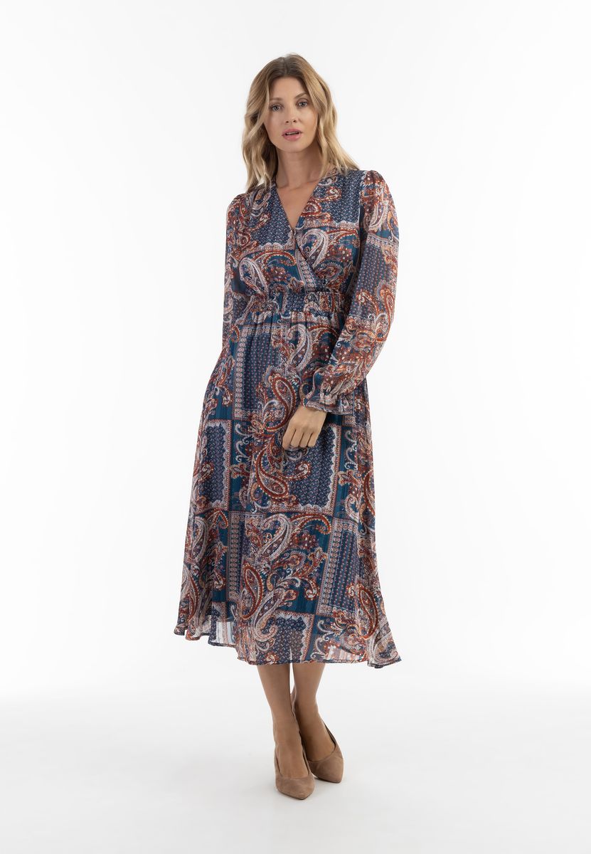 Maxikleid mit Paisleymuster und Smokbund