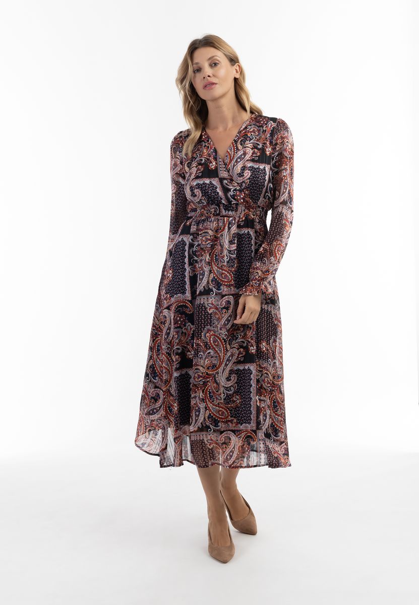 Maxikleid mit Paisley-Muster und Wickeloptik