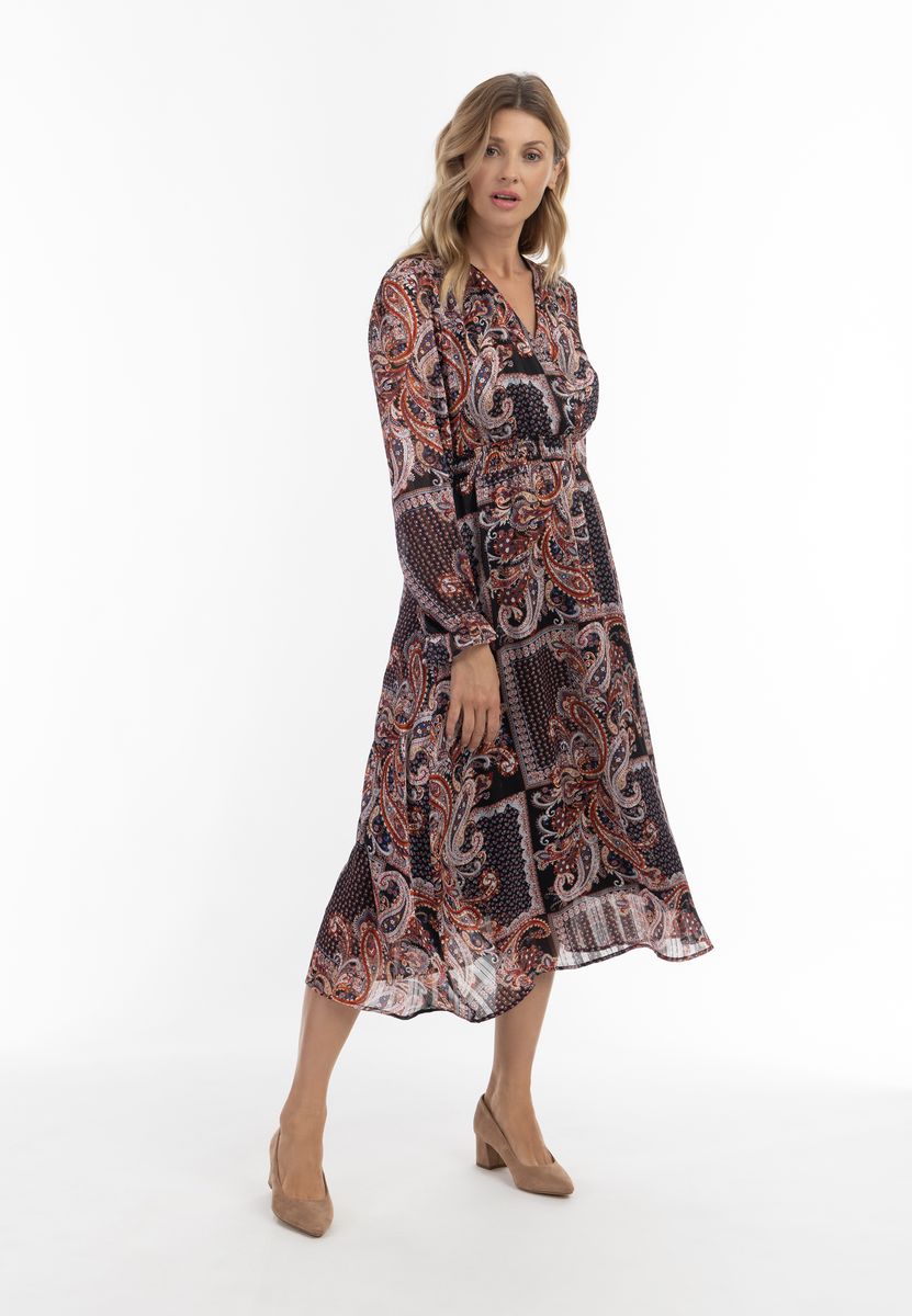 Maxikleid mit Paisley-Muster und Wickeloptik