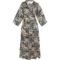 Kimono-Wickelkleid mit Batik-Print