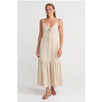 Stufen-Maxikleid mit Bindedetail