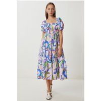 Midi-Kleid mit abstraktem Print
