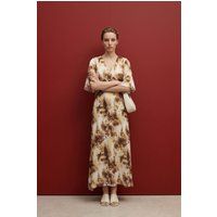 Fließendes Midikleid mit abstraktem Print