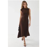 Asymmetrisches Midikleid mit Wasserfallausschnitt