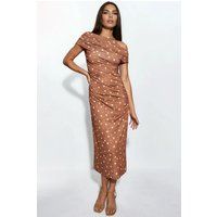 Asymmetrisches Midi-Kleid mit Blumenmuster