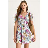 Blumen-Minikleid mit Cut-Out-Detail
