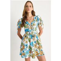 Farbenfrohes Mini-Kleid mit Blumenmuster
