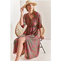 Bedrucktes Midikleid mit V-Ausschnitt