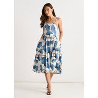 Cami-Midikleid mit Ginkgo-Print