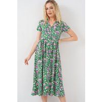 Florales Midikleid mit Hemdkragen