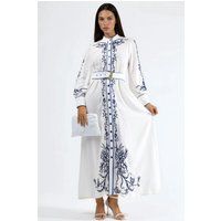 Besticktes Maxikleid mit Blumenmuster