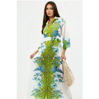 Geblümtes Hemdblusenkleid mit Gürtel