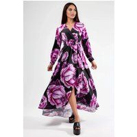 Wickel-Midikleid mit Blumenmuster und Bindegürtel