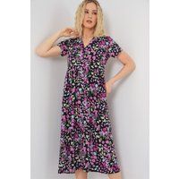 Florales Midikleid mit Hemdkragen