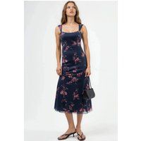 Blumiges Midikleid mit Herzkragen