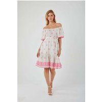 Besticktes Off-Shoulder-Midikleid