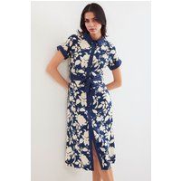Midi-Hemdblusenkleid mit Blumenmuster