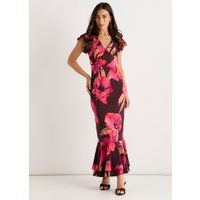 Florales Maxikleid mit Rüschenärmeln