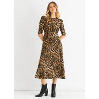 Satin-Midikleid mit Leopardenmuster