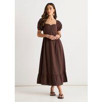 Midikleid mit Puffärmeln und Herzausschnitt