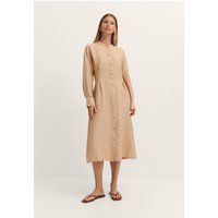 Gestreiftes Leinen-Blusenkleid in Midilänge