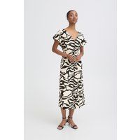 Midi-Kleid mit Zebramuster und Knopfleiste