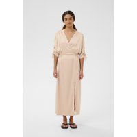 Elegantes Satin-Midi-Wickelkleid